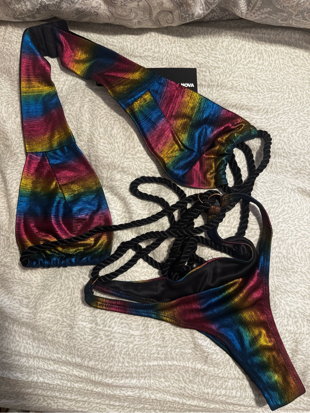 Fashion Nova Rainbow Metallic Strappy Bikini - Multicolor